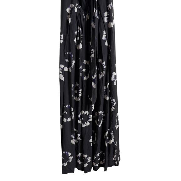 Busayo Collective Hibiscus Floral Print Black Halter Tie Neck Maxi Dress Size XS - Picture 11 of 13